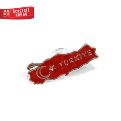 Türkiye Bayrağı 925 Ayar Gümüş Rozet Yaka İğnesi